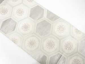 亀甲に花模様織り出し　袋帯